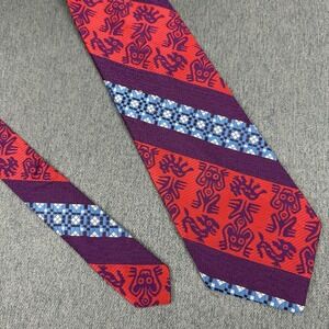 Vintage Abbey Kipper Tie Purple Blue Red Striped 60s 70s Disco Geometric 54"